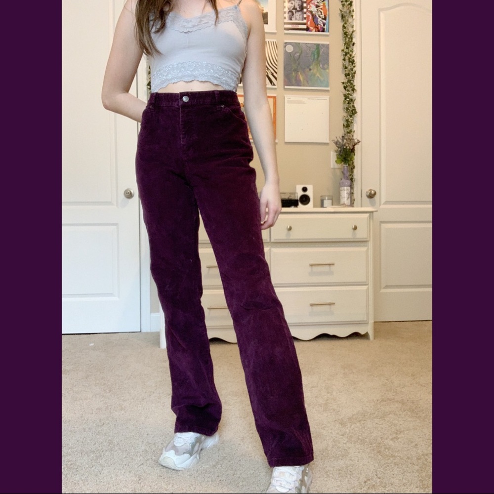 Purple high waisted corduroy pants